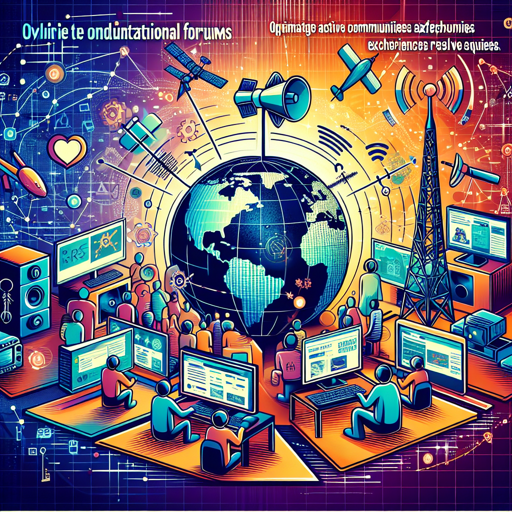 Ilustración de foros online sobre radioafición y tecnología, con usuarios intercambiando experiencias. banner