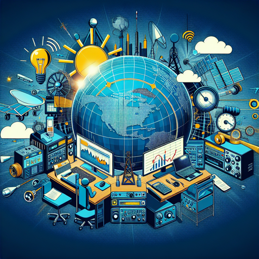 Ilustración de equipos de radio y tecnología que representan la comunicación global en Ondahertz. banner