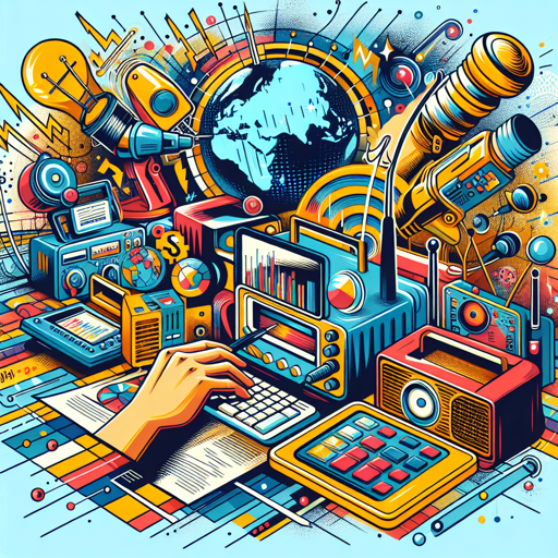 Ilustración colorida de equipos de radio, antenas y tecnología para radioaficionados. banner