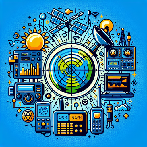 Ilustración colorida de equipos de radio y tecnología relacionados con la radioafición. banner