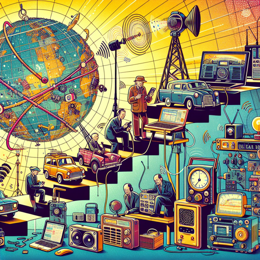 Evolución de la comunicación global con equipos de radio y tecnología a lo largo del tiempo. banner