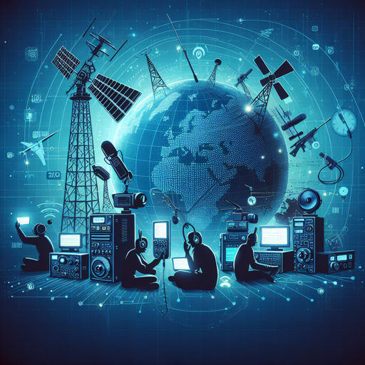 Radioaficionados utilizando equipos de radio y tecnología en emergencias globales. banner