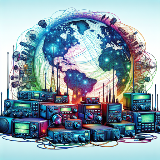 Comparativa de equipos de radio actuales con un fondo del mundo interconectado. banner