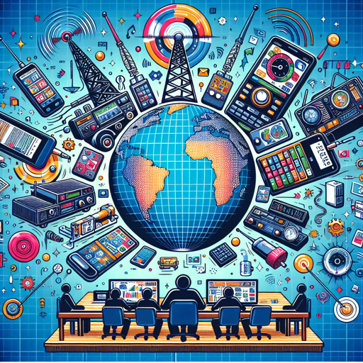 Ilustración colorida de radioaficionados usando tecnología y equipos de radio alrededor del mundo. banner