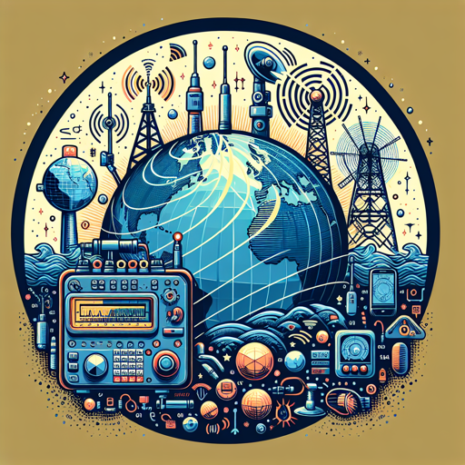 Ilustración de equipos de radio y antenas sobre un globo terráqueo, simbolizando comunicación global. banner