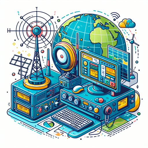 Estación de radio con equipos, antenas y un globo terráqueo, ideal para radioaficionados. banner