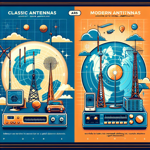 Comparativa visual de antenas clásicas y modernas en radioafición y tecnología. banner