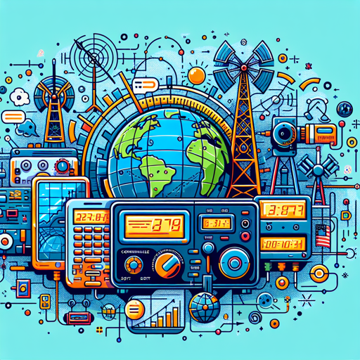 Ilustración colorida de equipos de radio y tecnología de comunicación global para radioaficionados. banner
