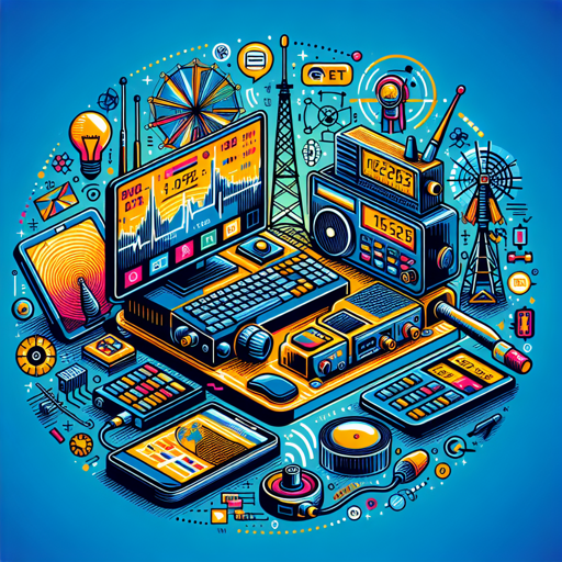 Ilustración de equipos de radio y tecnología relacionados con la radioafición y comunicación global. banner