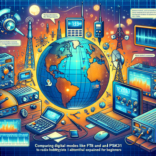 Comparativa de modos digitales FT8 y PSK31 para radioaficionados y tecnología. banner