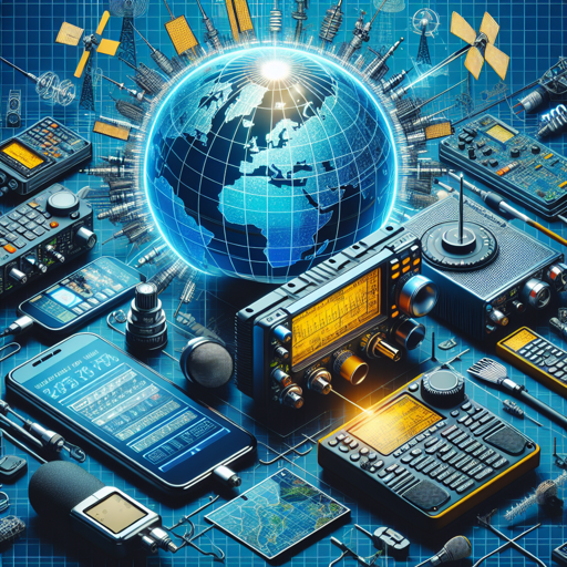 Transceptores modernos y tecnología de radioafición conectados al mundo. banner