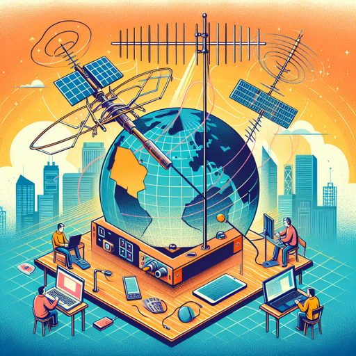 Ilustración de antenas direccionales DIY sobre un globo terráqueo, simbolizando la comunicación global. banner