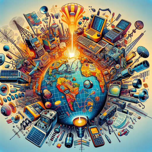 Ilustración de equipos de radio y antenas rodeando un globo terráqueo, representando la radioafición. banner