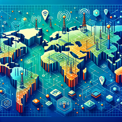 Mapa del mundo con torres de comunicación y símbolos de tecnología y radioafición. banner